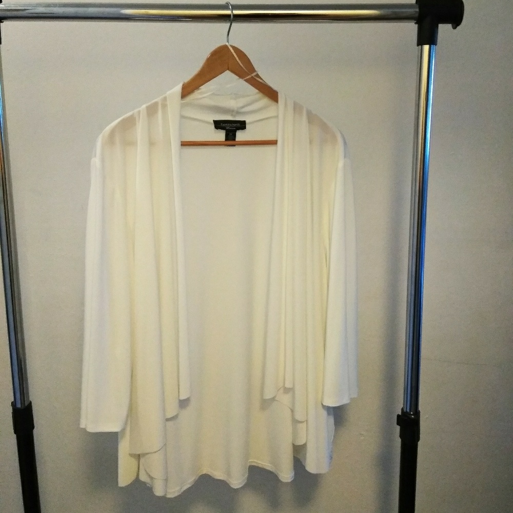 Ivory White Stretchy Cardigan Jacket Duster